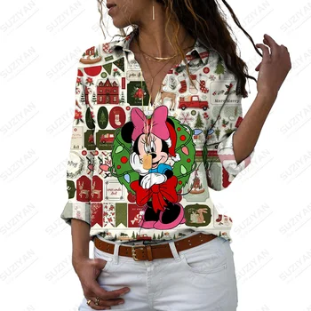 Camisa 2022 Nový Dizajn Mickey Mouse Dlhým Rukávom Blous Bežné Tričko dámske Módne Temperament Tričko s Dlhým Rukávom