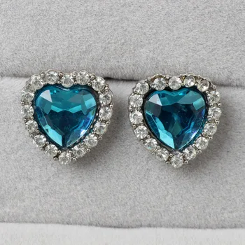 Nový Jednoduchý tvare Srdca Crystal Krúžok Módne dámske Vložkou Srdce Oceánu Modrý Zirkón Krúžok Kúzlo Zaangažovanosť Žien Šperky