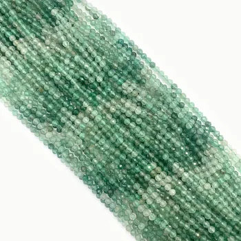 1 Oblasť 2 mm/3 mm/5 mm Zelená Farba Tvárou Crystal Voľné Korálky Strand Kolo Tvarované DIY pre Výrobu Náhrdelník Náramky Náušnice