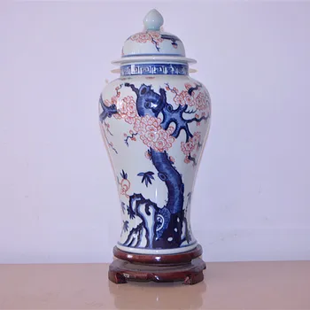 Modrá peach blossom Čínsky reprodukcia keramické zázvor pohárov Starožitný Porcelán chrámu pohárov domáce dekorácie veľkoobchod zázvor pohárov