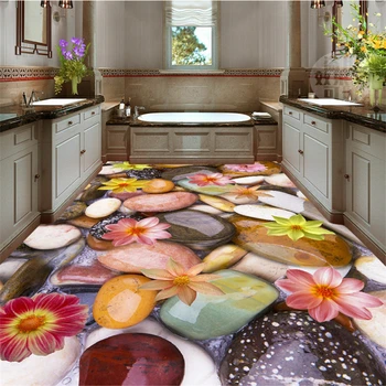BEIBEHANG Prispôsobené non-tkané tapety 3d dláždených lotus dlažieb nakresliť obývacia izba hrubšie pozadí maľovanie