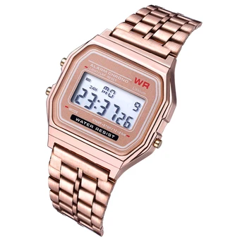 Top Predajca Módy LED Mužov Vintage Hodinky Digitálne Ženy Náramkové hodinky Zlaté Metalová Kapela Japonskom Štýle, Quartz Hodiny Reloj Femme A924