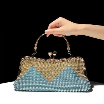 Spojka Dizajnér kabelky pre Ženy 2022 Značky Diamanty Luxusné Peňaženky Malé Šitie Farba Crossbody Tašky pre Večerné Party