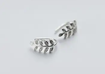 Roztomilé Malé Reálne. 925 Sterling Silver Jemné Šperky Pobočky Leaf Ucho Horolezec Putá Earrrings C-E5269