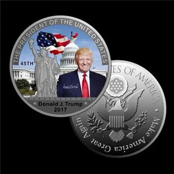 45th Prezident Spojených Štátov Amerických Donald Trump Pamätné mince Farebné jeden Slobody Kovové Mince Zber
