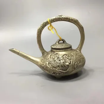 Umelecké zbierky staré ručné tibete striebro Dragon tea pot/ domáce dekorácie kovová kanvica plavidlá