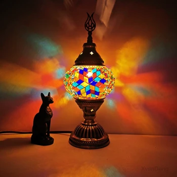 Turecký Mozaiky Stolové Lampy, Vintage Vitráže Stolná Lampa Tiffany Led Nočné Osvetlenie Spálne, Nočné Svietidlá Domova