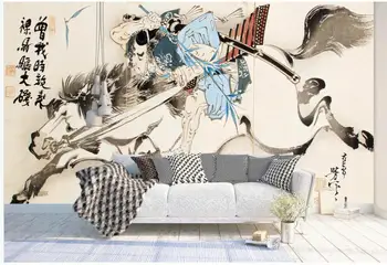 Vlastné nástenná maľba na stenu 3d tapeta Japonský atrament ninja kôň samuraj domova foto tapety pre obývacia izba