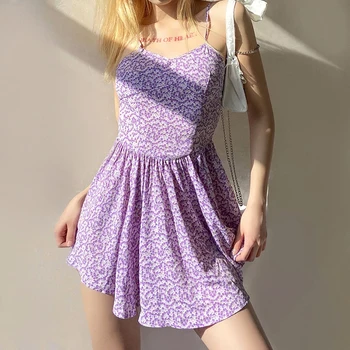 2021 nové príležitostné Letné dámske šaty nepravidelný šatka elegantné a sladké sexy letné šaty vysoký pás kvetinové šaty ženské oblečenie