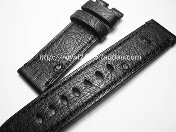22 mm Originálny Retro Pštrosie Kožené Čierne Hodinky Remienok Pštrosie Vzor Watchband Handmade Náramok Náramok Vysokej kvality pásu