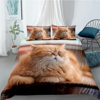 3D cat vytlačené perinu nastaviť queen size deti posteľnú súpravu s obliečka na vankúš cumlík nastaviť obliečky bytový textil posteľná bielizeň