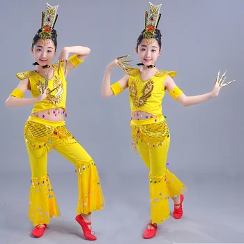 Songyuexia dievča Avalokitesvara kostýmy detí, dospelých kostýmy klasického tanca národ tanec Thajsko ženské oblečenie